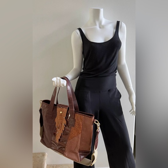 AMBROSI ABRIANNA Large Crocodile Snakeskin Tote Crossbody Bag Handbag - Picture 11 of 14